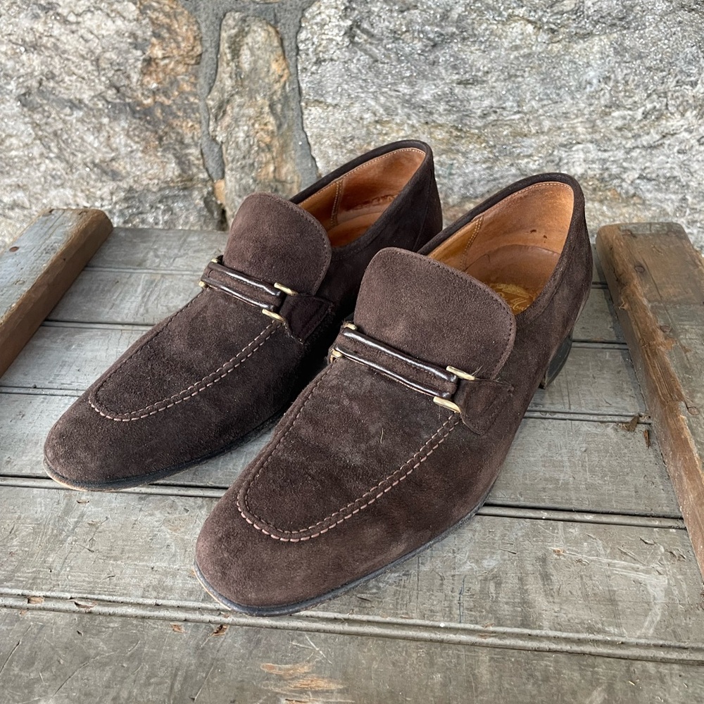 Johnston & Murphy Aristocraft Men's Brown Suede Loafers - Picture 2 of 9